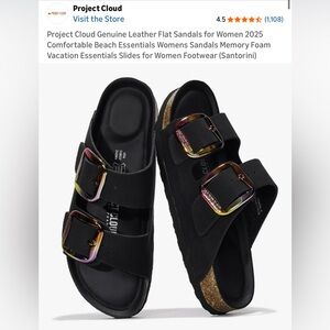 Project Cloud Black Sandals with Rainbow Buckles - Sold Out Online